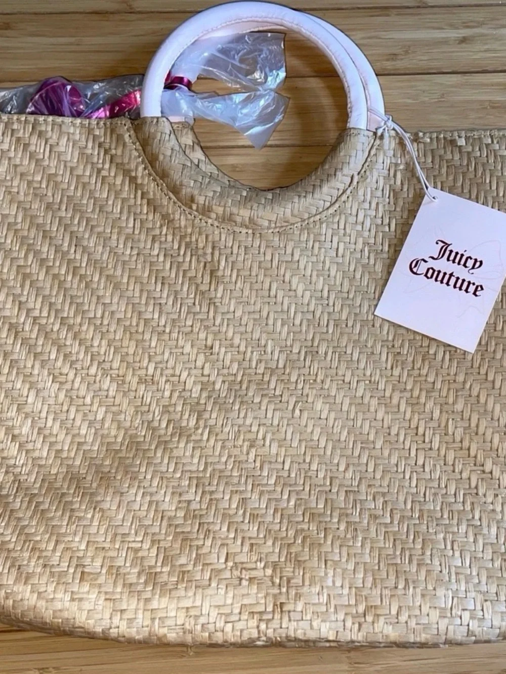 Juicy Couture Wicker Straw Tote Handbag